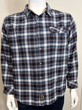 Legendary Whitetails Buck Camp Mens XL Blue Plaid Flannel Snap Front